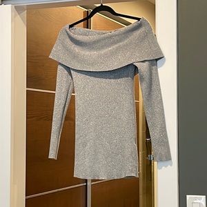 Off the shoulder shimmer sweater